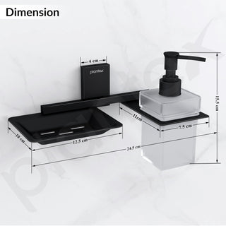 Plantex 304 Grade Stainless Steel Soap Dish with Liquid Dispenser/Soap Stand/Shampoo Dispenser for Bathroom/Bathroom Accessories - Pack of 1 (Crystal, Black)