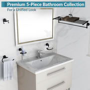 Plantex 304 Grade Stainless Steel Bathroom Accessories Set of 5 - Towel Stand/Napking Ring/Soap Stand/Toothbrush Holder/Robe Hanger - Niko (Black)