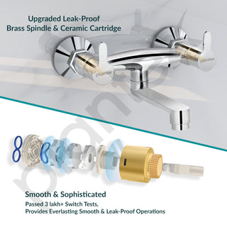 Plantex Non-Telephonic Wall Mixer Tap for Bathroom with Brass Wall Flange and Teflon Tape/Mixer Tap for Bathroom with Water Saving Aerator-(FLO-816, Chrome)
