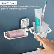 Plantex Platinum Stainless Steel 304 Grade Cute 2in1 Soap Dish with Tumbler Holder/Soap Stand/Tooth Brush Holder/Bathroom Accessories(Chrome) - Pack of 1