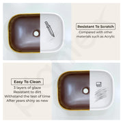 Plantex Designer Ceramic Basin/Table Top Wash Basin for Bathroom/Countertop Vessel Sink - Indo-European Collection (EQTT-466, Gold & Brown)