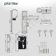 Plantex Main Door Lock Handle Set/6-Lever Locks Mechanism with 3 Years of Warranty/Mortise Lock with 3 Keys, Brass Locks Body & Cylinder(PTP-05 Matt)