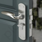 Plantex Door Lock Handle Set/Main Door Lock with 3 Years of Warranty/Mortise Lock with 6-Lever Lock Mechanism (8134 - Satin Steel & Chrome)