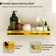 Plantex Shelf for Bathroom/Stainless Steel Shelf/Multipurose Shelf for Bathroom/Bathroom Accessoriece - (15 x 5 Inch, PVD Gold)