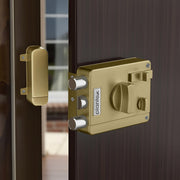 Plantex Heavy Duty Rim Locks for Main Door/Door Lock for Main Door with 4 Keys/Suitable for Inside Opening Wooden Door - Pack of 1 (Brass Antique)