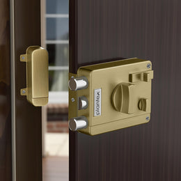 Plantex Heavy Duty Rim Locks for Main Door/Door Lock for Main Door with 4 Keys/Suitable for Inside Opening Wooden Door - Pack of 1 (Brass Antique)