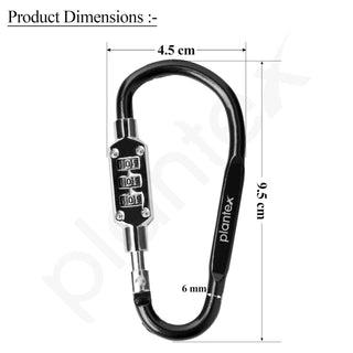 Plantex Number Lock/3-Digit Code Combination Lock/Portable Luggage Lock/Travel Locks for Briefcase/Laptop Bags - Pack of 2 (Black)