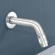 Plantex Pure Brass MAG-1201 Mouth-Flow Swan Neck Bib Cock Water Tap with Teflon Tape & Brass Wall Flange with Bib Tap with Water Saving Nozzle 7-Year Warranty (Mirror Chrome)
