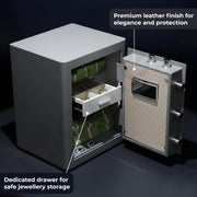 Plantex Safe Locker for Home/32 litre Anti-Burglary Safety Locker Box with Biometric Fingerprint/Touchscreen & Emergency Key/Tijori with External Power Backup/2 Years Warranty By Plantex (Grey)