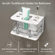 Plantex Acrylic Tooth Brush/Tumbler Holder/Stand for Bathroom Accessories - (White)