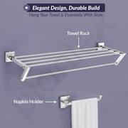 Plantex Decan 304 Grade Stainless Steel Towel Rack for Bathroom/Soap Holder/Napkin Ring/Tumbler Holder/Robe Hook/Bathroom Accessories - Chrome