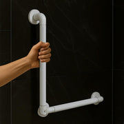 Plantex Stainless Steel Grab Bar/Wall Mounted Safety L Shaped Grab Bar for Bathroom/Grabbars for Toilet Senior Citizens - Pack of 1 (White)
