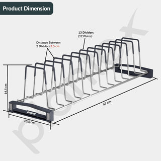 Plantex Stainless Steel Thali Stand/Dish Rack/Plate Stand/Plate Rack for Modular Kitchen/Tandem Box Accessories (Chrome)