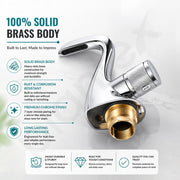 Plantex Wash Basin Tap/Pure Brass Single Knob Hot & Cold Mixer/Pillar Cock Tap for Washbasin/Deck Mount Sink Tap - (Chrome)