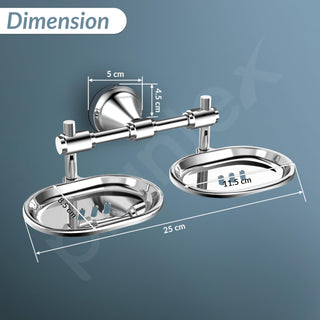 Plantex Stainless Steel 304 Grade Niko Double Soap Holder for Bathroom/Soap Dish/Bathroom Soap Stand/Bathroom Accessories(Chrome) - Pack of 1