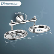 Plantex Stainless Steel 304 Grade Niko Double Soap Holder for Bathroom/Soap Dish/Bathroom Soap Stand/Bathroom Accessories(Chrome) - Pack of 1