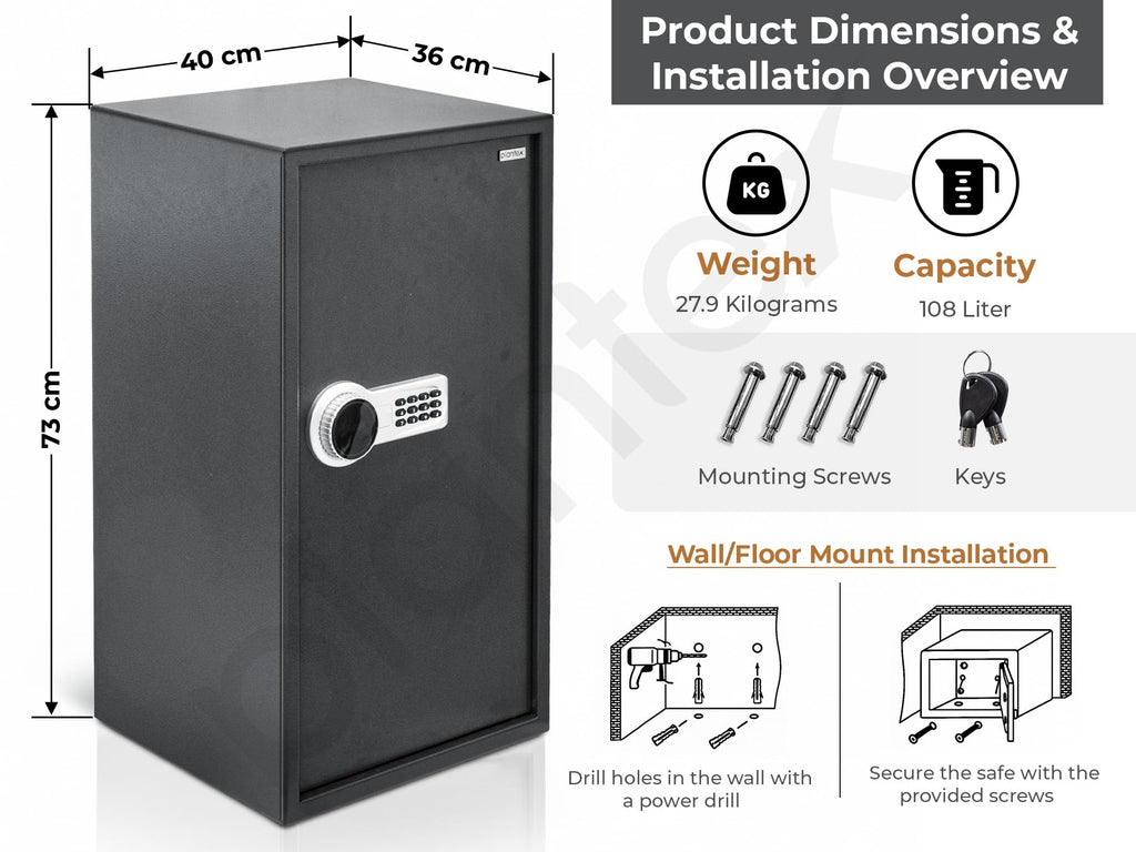 Plantex Digital Safe locker Box/108 litre Large Safe Locker for Home ...