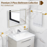 Plantex 304 Grade Stainless Steel Bathroom Accessories Set of 3 - Towel Hanger/Napking Holder/Dual Soap Holder for Bathroom - Daizy (Golden)