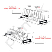Plantex Stainless Steel Thali Stand/Plate Rack-Stand/Dish Rack/Plate Fixer for Modular Kitchen/Tandem Box Accessories- Set of 2 (Chrome)