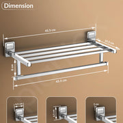 Plantex 304 Grade Stainless Steel Towel Rack for Bathroom/Towel Stand/Hanger/Bathroom Accessories - Darcy (18 inch - Chrome)