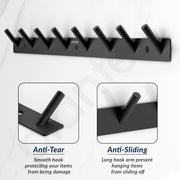 Plantex Wall Hooks for Hanging Cloth/Stainless Steel Towel Hangers/Bathroom Robe Hooks/Door Hangers/Round Wall Hook/Hook Rail for Hanging Keys - 8 Hooks (Pack of 2, Z-Black)