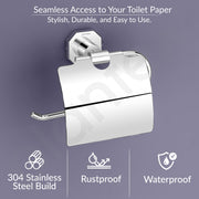 Plantex 304 Grade Stainless Steel Toilet/Tissue Paper Holder Stand for Washroom Bathroom Accessories - Nipron (Chrome)