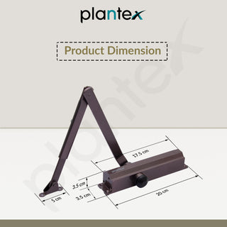 Plantex Aluminium Hydraulic Door Closer for Wooden Doors - Automatic Soft Close for Hotel/Home/Office - ISO 9001 Certified (MI-100, Capacity - 75 Kg, Brown)