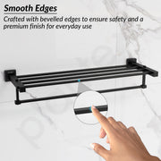 Plantex 304 Grade Stainless Steel 24 inch towel Rack/Towel Hanger for Bathroom/Towel Rod/Towel Bar/Bathroom Accessories - Splash (Black)