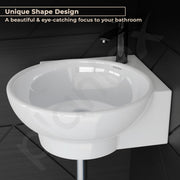 Plantex Ceramic White Corner Wash Basin/Wall Mount Basin for Bathroom/Corner Bathroom Basin/Glossy Small Sink with 10 Years Glaze Warranty by Plantex(Lily -14 x 14 x 5 Inch)