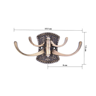 Plantex Zinc Robe Hook for Bathroom/Clothes Hanger for Wall/Kitchen Cloth Hanger/Bathroom Accessories - (Brass Antique)