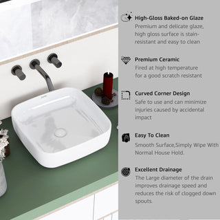 Plantex Platinum Ceramic Wash Basin/Basin for Bathroom/Tabletop Wash Basin/Bathroom Basin (White, 16 x 16 x 5 Inch)