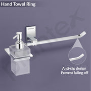 Plantex 304 Grade Stainless Steel Liquid Soap Dispenser/Shampoo Dispenser/Napkin Ring/Towel Holder for Bathroom/Bathroom Accessories - Crystal (1420-Chrome)