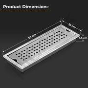 Plantex 304 Grade Stainless Steel Shower Water Drain Channel/12x4 Inch Floor Drain/Drainage Cover/Floor Drain Cover with Removable Grate - (PALO, Chrome)