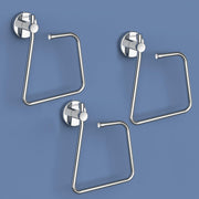 Plantex Stainless Steel Towel Ring for Bathroom/Napkin-Towel Hanger/Wash Basin/Bathroom Accessories - (Chrome-Rectangle) - Pack of 3