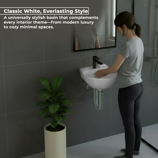 Plantex Ceramic Wash Basin/Basin for Bathroom/Washbasin with 10 Years Glaze Warranty by Plantex/Bathroom Sink for Hotel, Living Room (Glossy White/Rosy - 12 x 12.5 x 5 Inch)