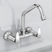 Plantex LEA-714 Pure Brass Sink Mixer Tap Hot and Cold/Kitchen Sink Tap/Mixer Tap for Kitchen Sink with Brass Wall Flange and Teflon Tape- (LEA-714 -Chrome)