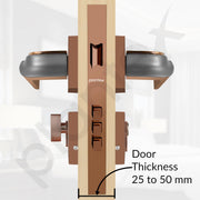 Plantex Triple Security Door Lock for Home/Main Door Lockset with 3 Years of Warranty/Mortise Locks for Door with Brass Lock Body & Cylinder(7086 - PVD Choco & Satin Black Matt)