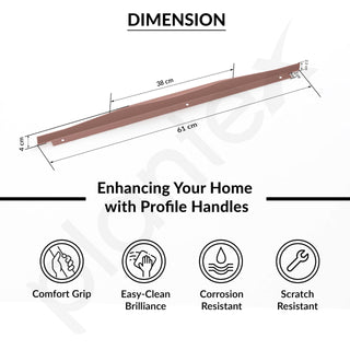 Plantex Profile Handle for Kitchen Cabinet/24 Inch Alluminium Drawer Profile Handle/Wardrobe Pull Handle for Home/Office/Hotel - Pack of 5 (Rose Gold)