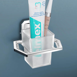Plantex 304 Grade Stainless Stee Tumbler Holder/Tooth Brush Holder/Bathroom Accessories Pack of 1, Cute (Chrome)
