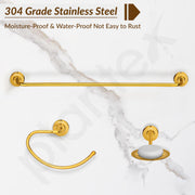 Plantex 304 Grade Stainless Steel Bathroom Accessories Set of 3 - Towel Hanger/Napking Holder/Dual Soap Holder for Bathroom - Daizy (Golden)