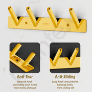 Plantex Wall Hooks for Hanging Cloth/Stainless Steel Towel Hangers/Bathroom Robe Hooks/Door Hangers/Square Wall Hook/Hook Rail for Hanging Keys - 4 Hooks (Pack of 1, PVD Gold)