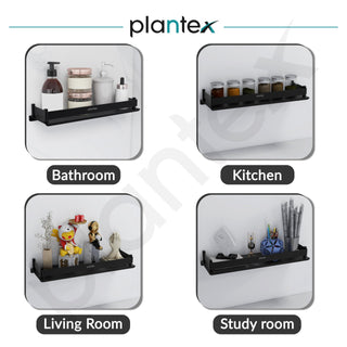 Plantex Stainless Steel Shelf for Bathroom/Multipurpose Shelf/Bathroom Accessoriece - (15 x 5 Inch, Black)