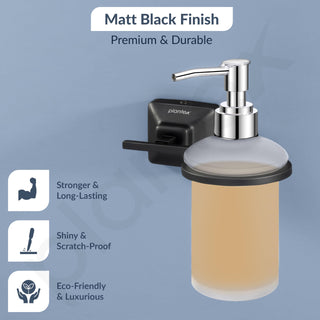 Plantex 304 Grade Stainless Steel Liquid Soap Dispenser/Shampoo Dispenser/Hand Wash Dispenser/Bathroom Accessories - Squaro (Black)