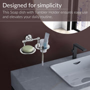 Plantex Platinum Stainless Steel 304 Grade Skyllo 2in1 Soap Dish with Tumbler Holder/Soap Stand/Tooth Brush Holder/Bathroom Accessories(Chrome) - Pack of 1