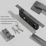 Plantex Door Lock for Home/Main Door Lock Set with 3 Years Warranty/Mortise Lock with Brass Lock Body & Cylinder with 3 Brass Key - (7129, Grey)