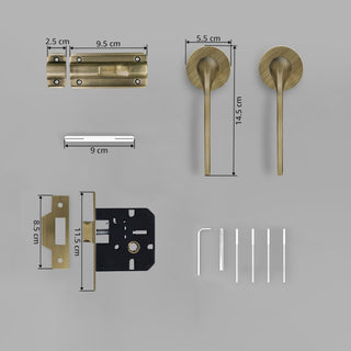 Plantex Pearl Mortise Door Lock for Balcony and Bathroom Door Lock/Keyless Pull Handle Set with Baby Latch (7060 - Brass Antique Finish)