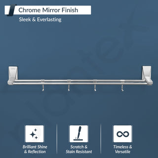 Plantex 304 Grade Stainless Steel 24 inch Dual Towel Rod/Towel Holder for Bathroom/Towel Hanger/Bathroom Accessories - Crystal (Chrome)
