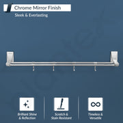 Plantex 304 Grade Stainless Steel 24 inch Dual Towel Rod/Towel Holder for Bathroom/Towel Hanger/Bathroom Accessories - Crystal (Chrome)