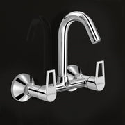 Plantex Sink Cock for Kitchen Sink/360 Degree Rotating with Foam Flow/Hot & Cold Sink Mixer/Wall Mount Swan Neck with Wall Flange and Teflon Tape - Pack of 1 (Chrome, 3223)