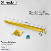 Plantex 14-Inch Shower Arm for Overhead Shower/Stainless Steel Shower Pipe/Wall Mount Bathroom Fitting with Ã‚Â½-Inch Thread - Pack of 1 (PVD Gold)